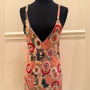 ELLIATT Revolve Floral Embroidered Nude + Pink V-Neck Maxi Evening Dress $489